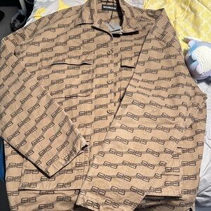 Balenciaga Beige mono Patterned Shirt Jacket. Oversized!